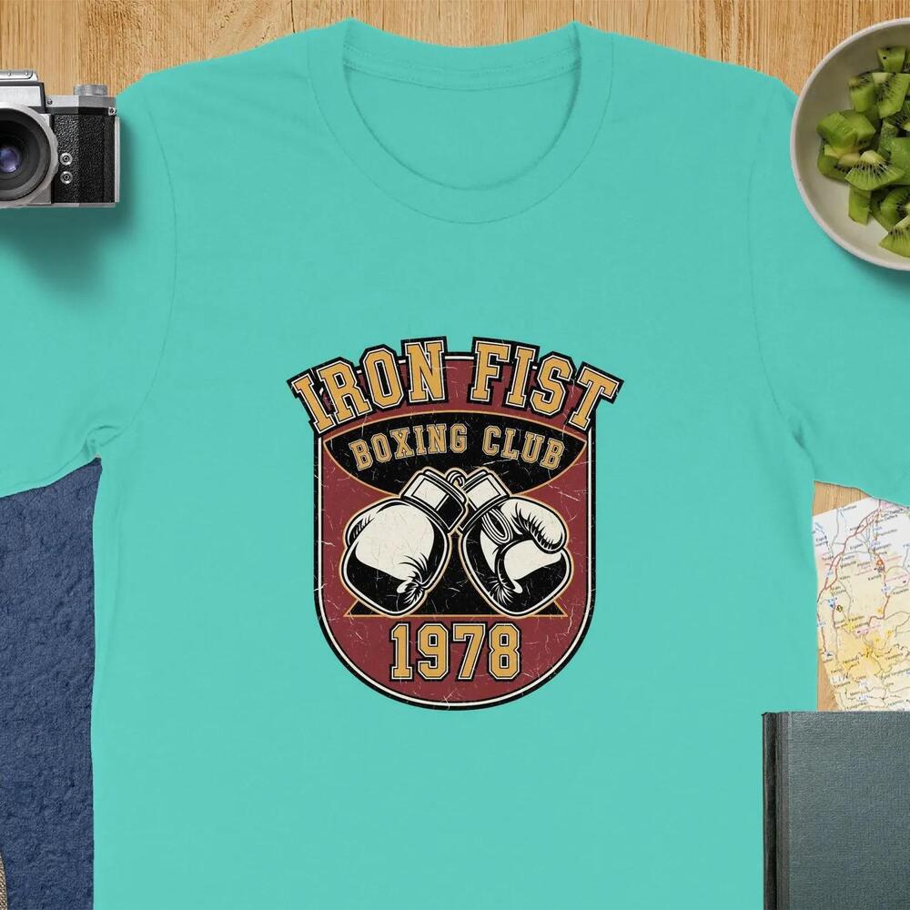 Iron Fist Boxing Club T Shirt, Retro Boxing Gloves Tee, Bella Canvas 3001